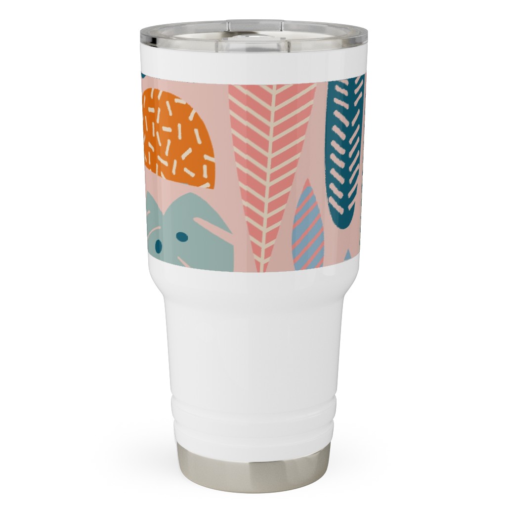 Retro Tropical Pattern Travel Tumbler, 30oz, Multicolor, Alpaca