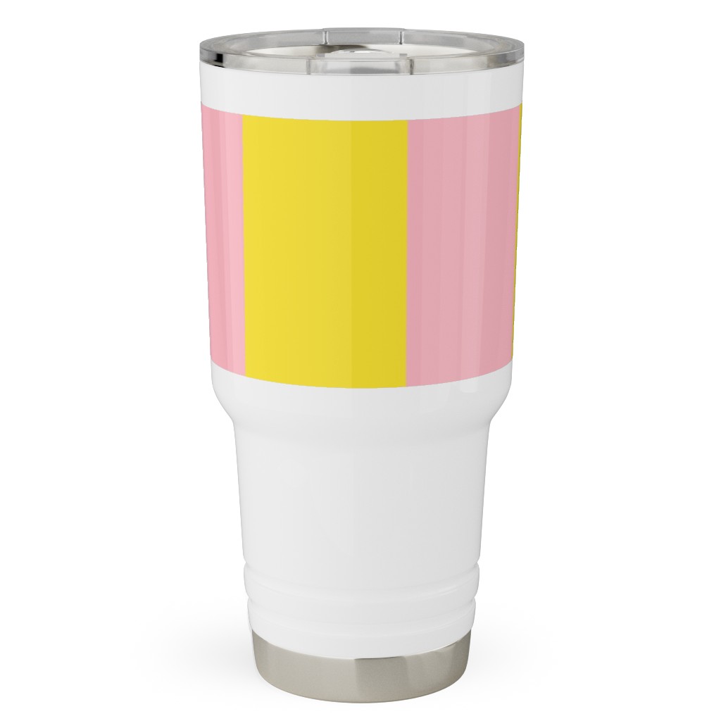 Vertical Stripes Travel Tumbler, 30oz, Pink, Peony