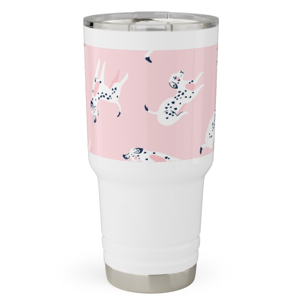 Funny Dalmatian - Pink Travel Tumbler, 30oz, Pink