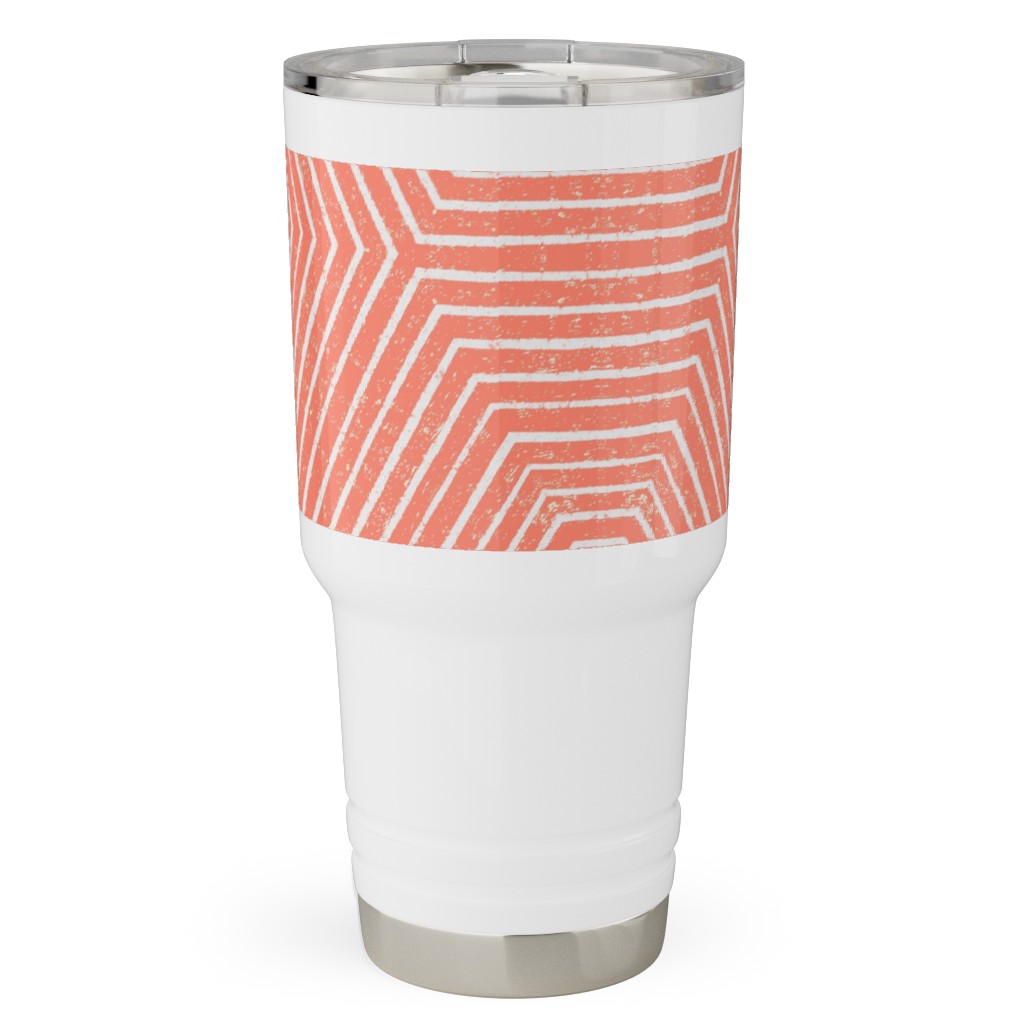 Concentric Hexagons Travel Tumbler, 30oz, Orange