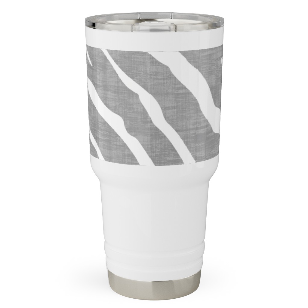 Zebra Texture - Gray Travel Tumbler, 30oz, Gray