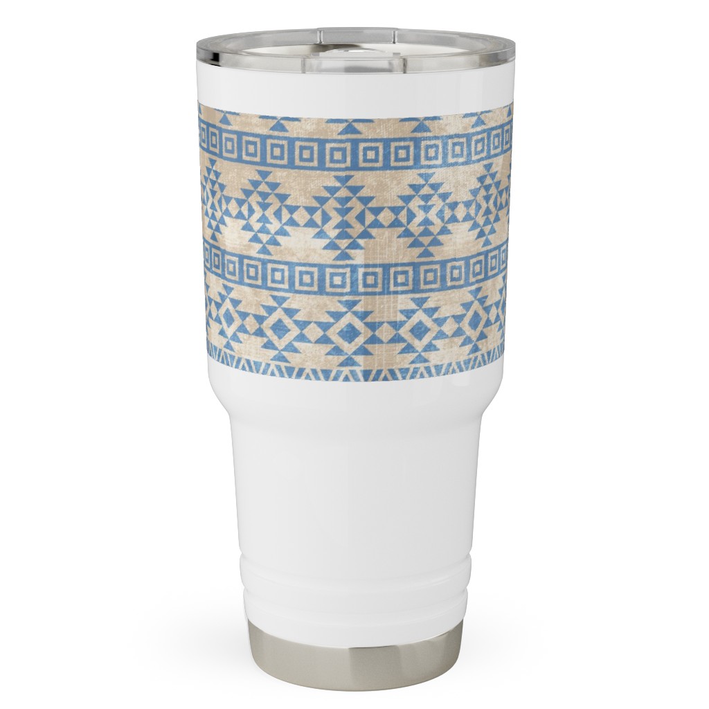 Modern Desert - Geometric Travel Tumbler, 30oz, Blue