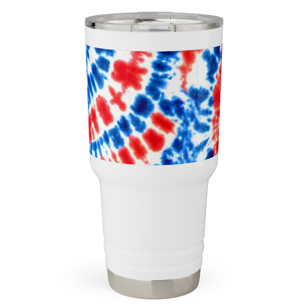Tie Dye - Blue, Red and White Travel Tumbler, 30oz, Multicolor