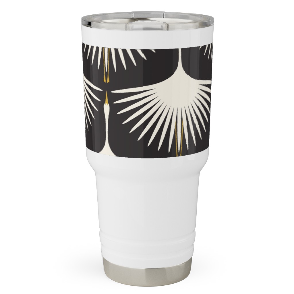 Art Deco Swans Travel Tumbler, 30oz, Black, Silhouette