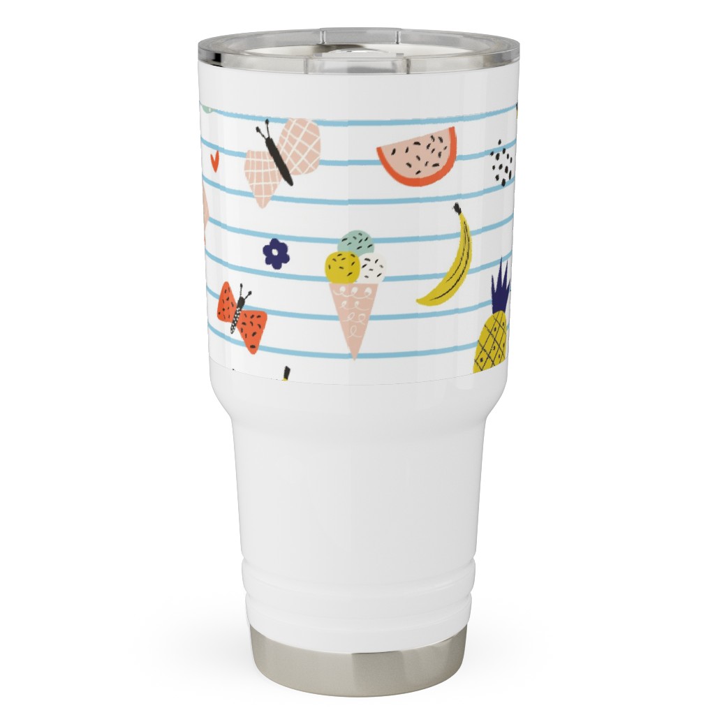 Summer Loving Stripe - Multi Travel Tumbler, 30oz, Multicolor
