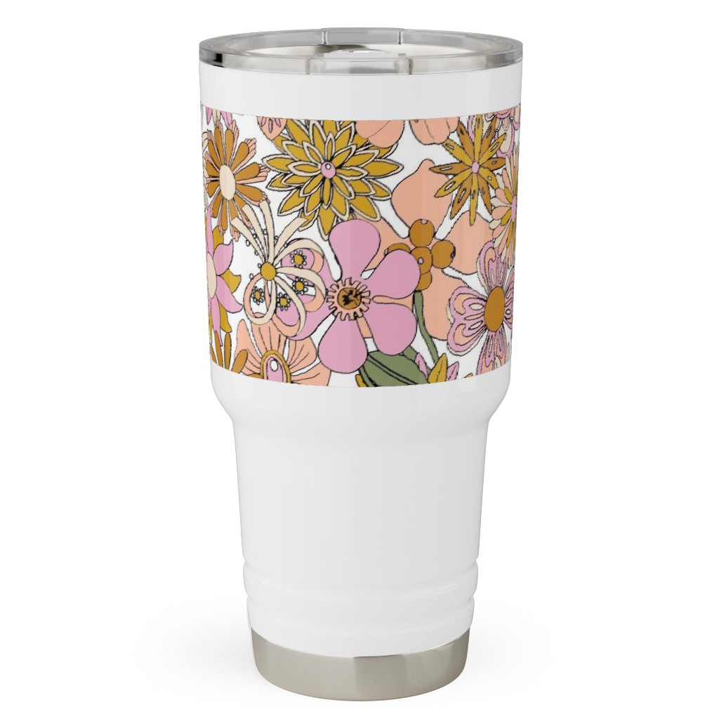 Chelsea Vintage Floral Garden - Pink Travel Tumbler, 30oz, Pink