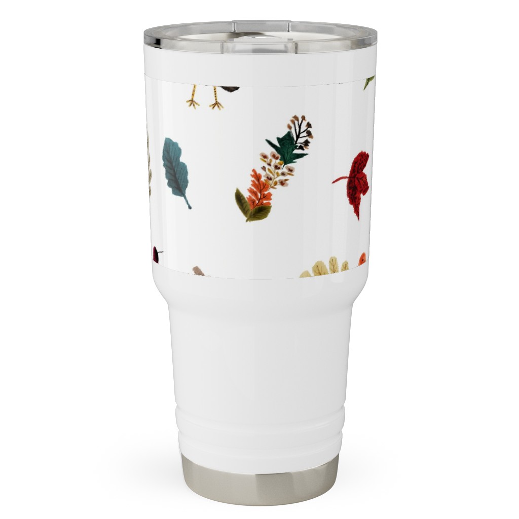 Fall Thanksgiving Turkeys on White Travel Tumbler, 30oz, White