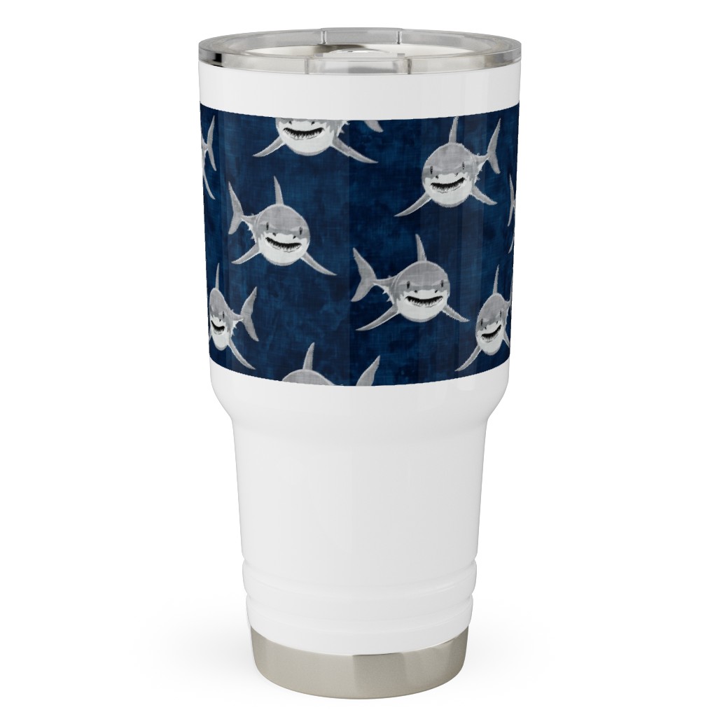 Great White Sharks - Blue Travel Tumbler, 30oz, Blue