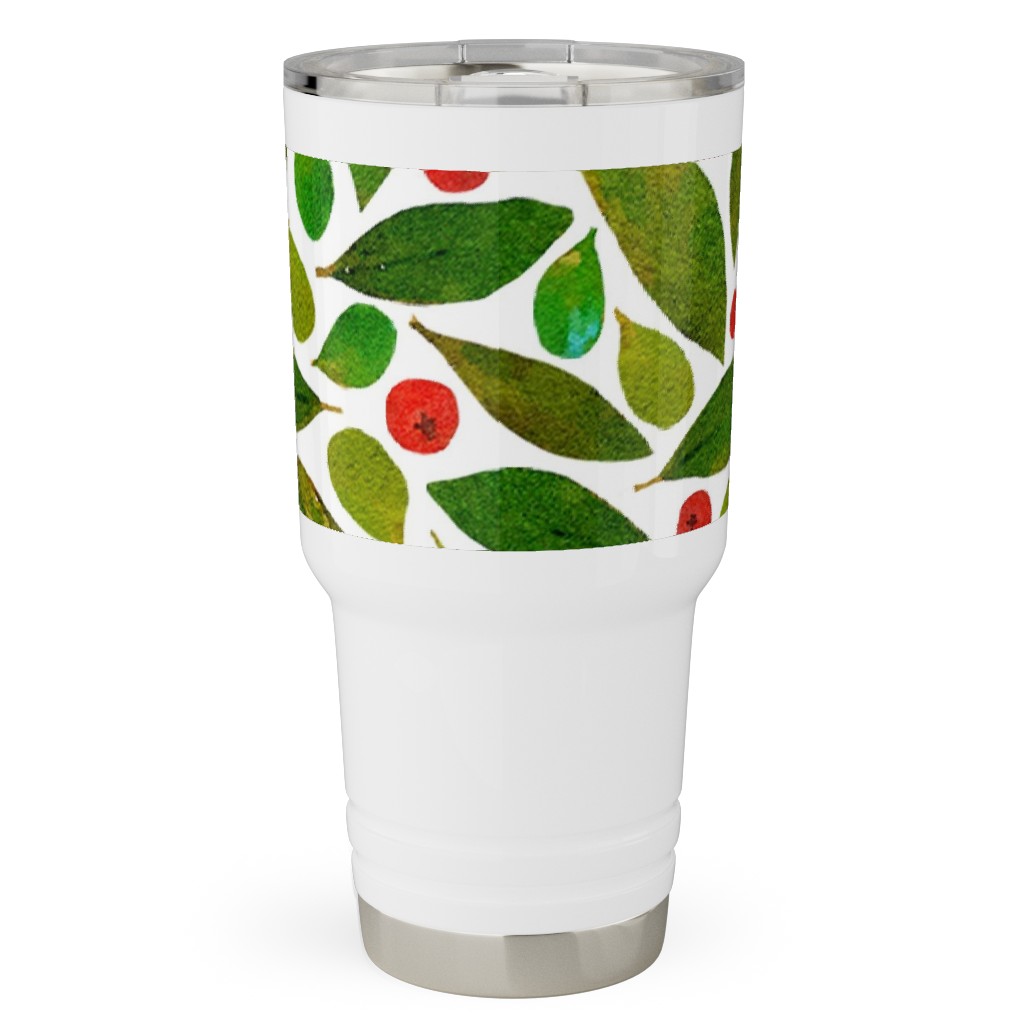 Holiday Greens and Berries Travel Tumbler, 30oz, Green