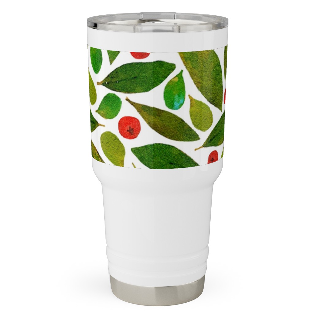 Holiday Greens and Berries Travel Tumbler, 30oz, Green, Classic Green