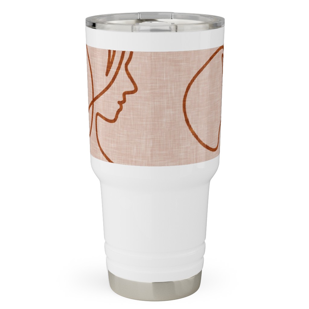 Aria - Flowing Faces - Blush and Brick Travel Tumbler, 30oz, Pink