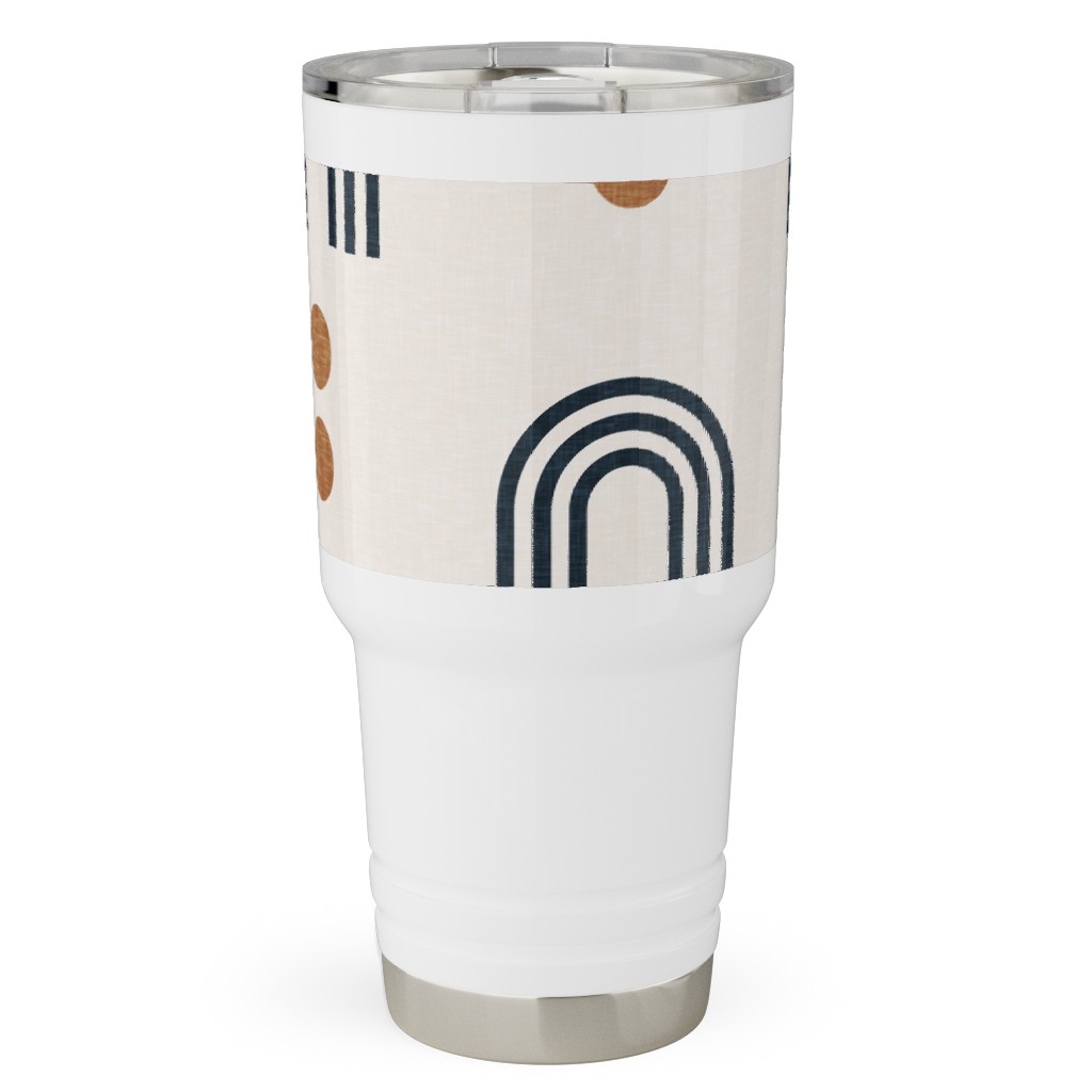 Aria Geometric Rainbow Travel Tumbler, 30oz, Beige, Antique White