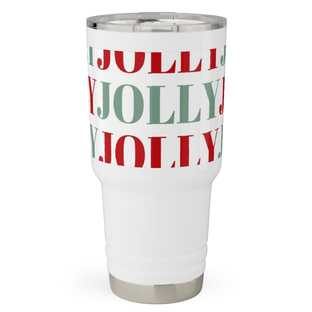 Jolly Print - Red and Green Travel Tumbler, 30oz, Red, Red