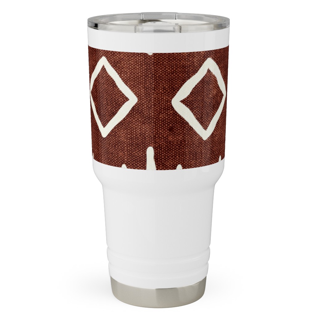 Diamond Mud Cloth Travel Tumbler, 30oz, Brown