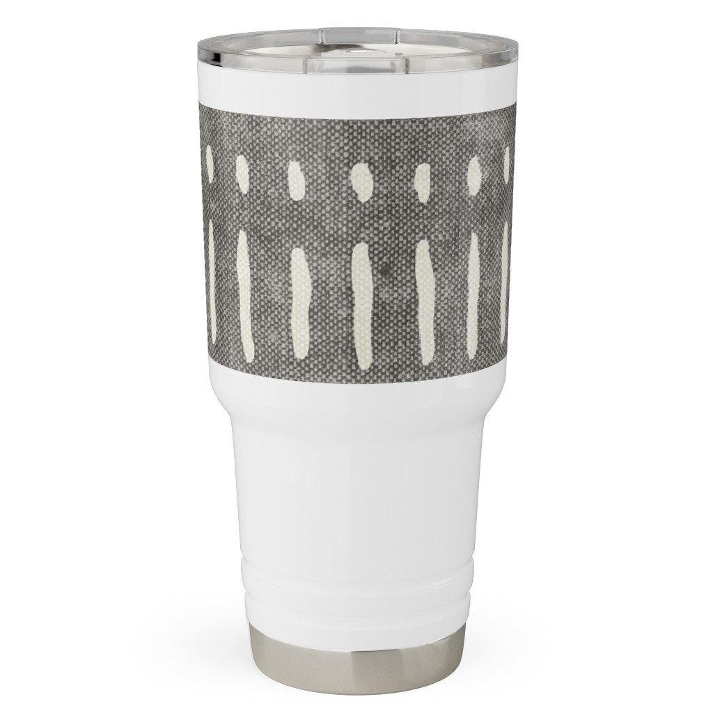 Dash Dot Stripes Travel Tumbler, 30oz, Gray