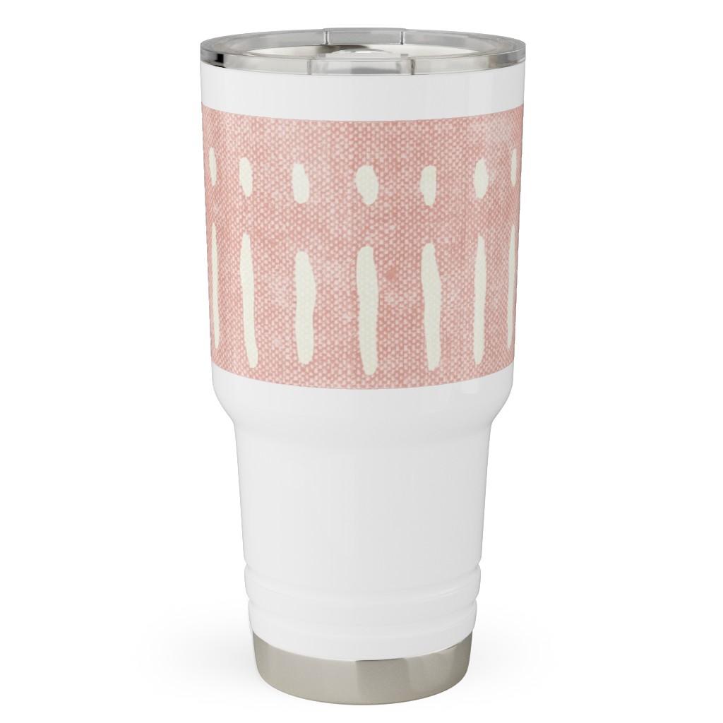 Dash Dot Stripes Travel Tumbler, 30oz, Pink