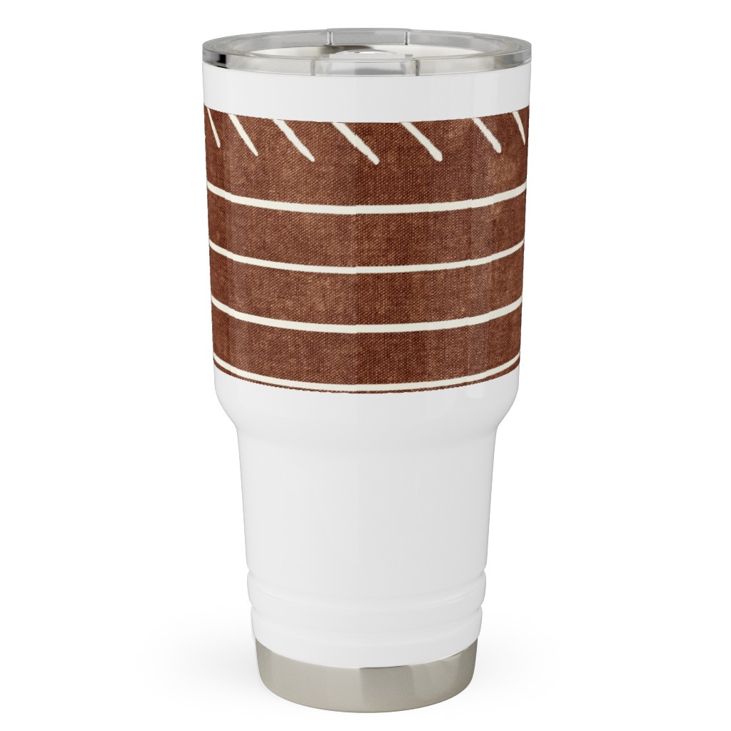 Arrow Stripes Mud Cloth Modern Travel Tumbler, 30oz, Brown