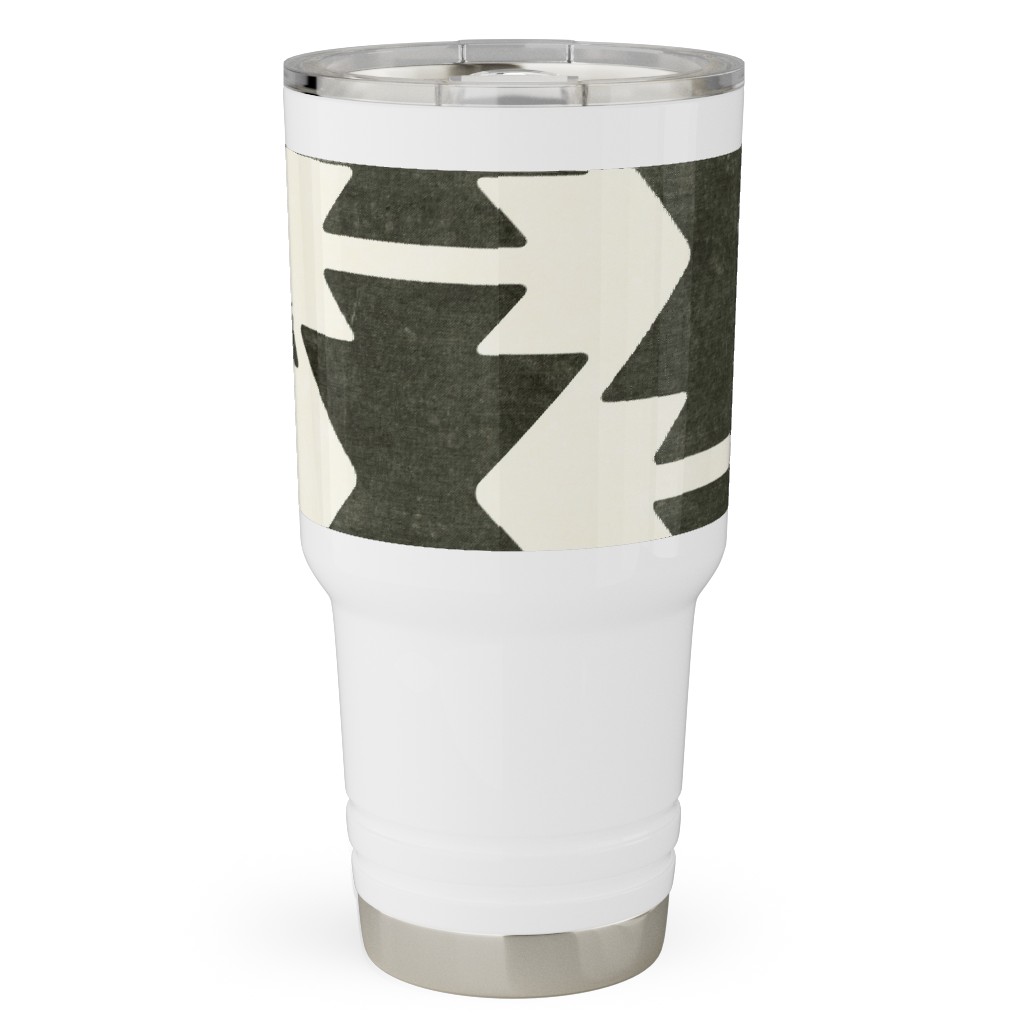 Bohemian Aztec Travel Tumbler, 30oz, Black, Dark Gray