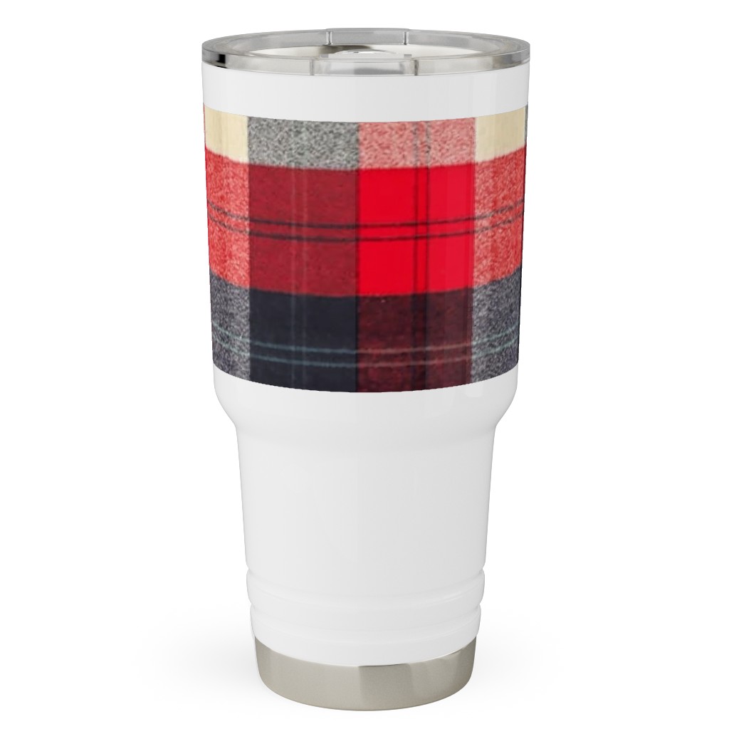 Lumberjack Flannel Buffalo Plaid - Red Travel Tumbler, 30oz, Red