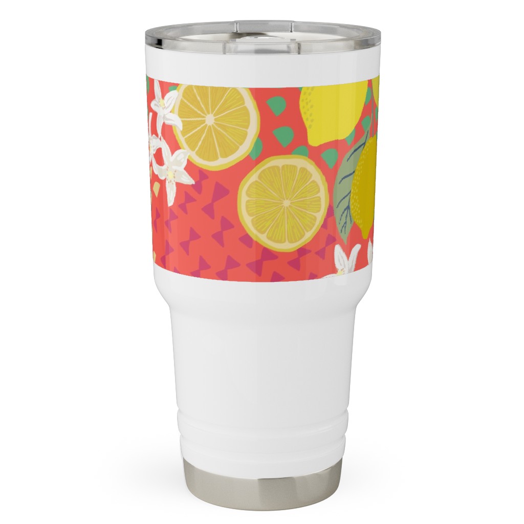 Lemon Flower and Pop - Pink Travel Tumbler, 30oz, Pink, Bright Pink