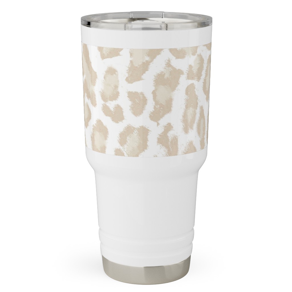 Natural Leopard - Beige Travel Tumbler, 30oz, Beige