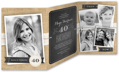 chalkboard burlap birthday invitation 5x7 trifold