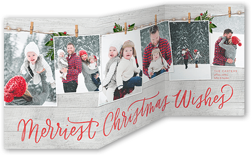 Clothesline Gallery Holiday Card, Gray, Trifold, Christmas, Matte, Folded Smooth Cardstock