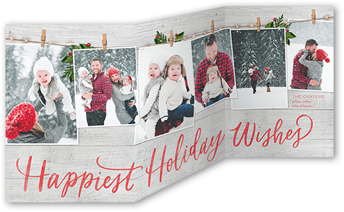 Clothesline Gallery Holiday Card, Gray, Trifold, Holiday, Matte, Folded Smooth Cardstock