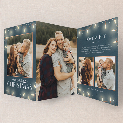 Luminous Gathering Holiday Card, Blue, Trifold, Christmas, Matte, Folded Smooth Cardstock, Navy