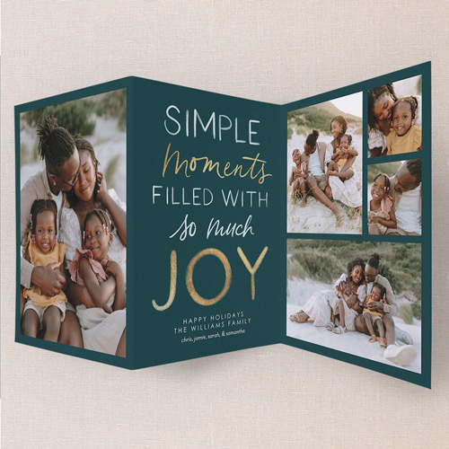 Modern Family Grid Holiday Card, Green, Trifold, Holiday, Pearl Shimmer Cardstock, Grove