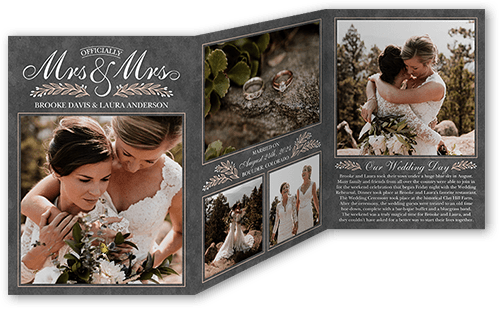 Mrs Story Wedding Announcement, Grey, Trifold, Pearl Shimmer Cardstock