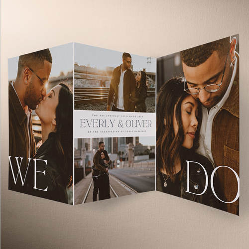 Forever We Do Wedding Invitation, Gray, Trifold, Pearl Shimmer Cardstock