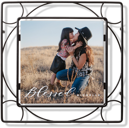 Blessed Script Trivet, Ceramic, White, white