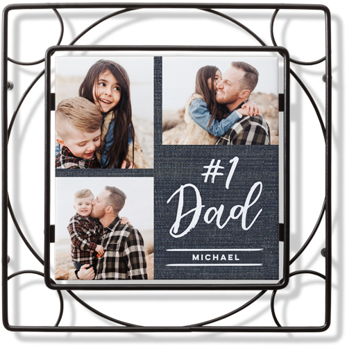 Number One Dad Trivet, Ceramic, White, white