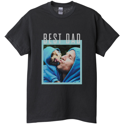 Best Dad Border T-shirt, Adult (S), Black, Customizable front, Green
