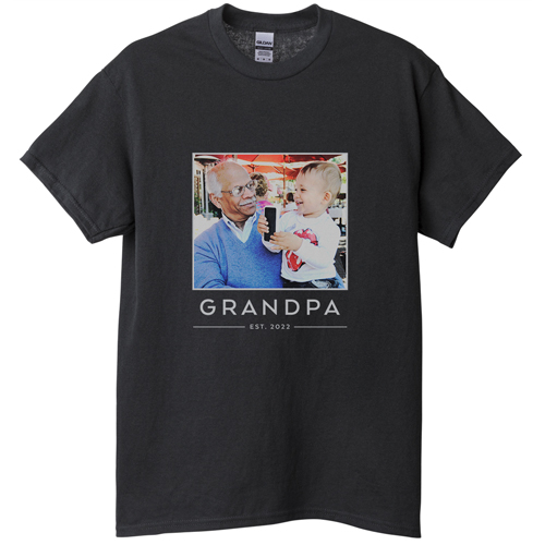 Grandpa Est T-shirt, Adult (S), Black, Customizable front & back, Green