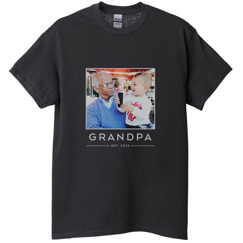 Grandpa Est T-shirt, Adult (S), Black, Customizable front, Green