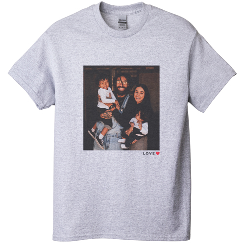 Modern Love Heart T-shirt, Adult (S), Gray, Customizable front, Red, bright red