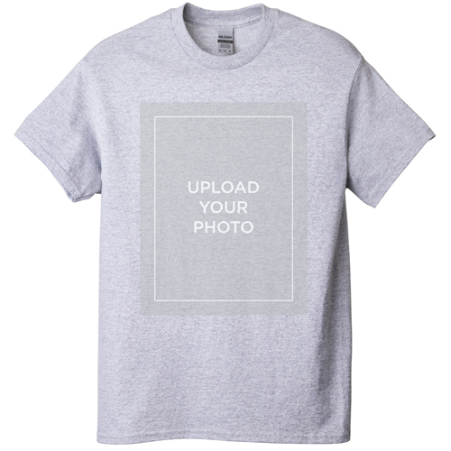 Upload Your Own Design T-shirt, Adult (S), Gray, Customizable front & back, White