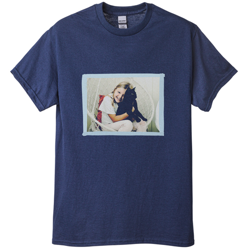 Watercolor Edge T-shirt, Adult (S), Navy, Customizable front & back, Blue