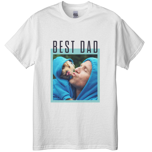 Best Dad Border T-shirt, Adult (M), White, Customizable front & back, Green