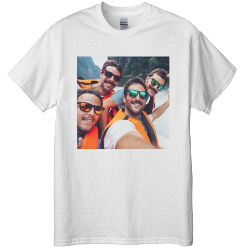 Photo Gallery Square T-shirt, Adult (M), White, Customizable front & back, White, white