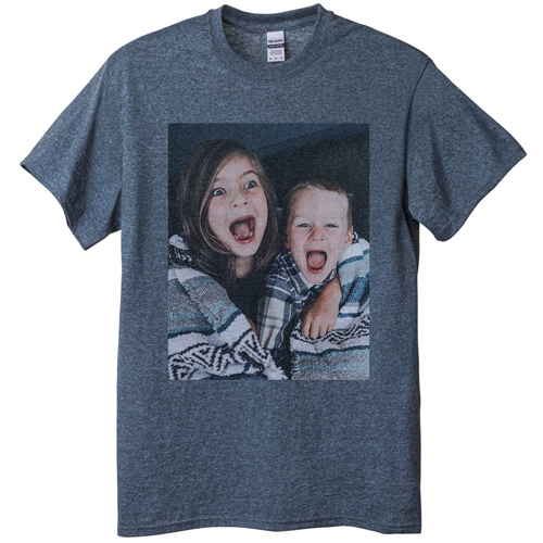 Photo Gallery Portrait T-shirt, Adult (M), Gray, Customizable front & back, White