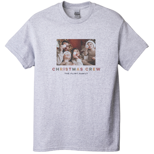 Christmas Crew T-shirt, Adult (M), Gray, Customizable front, Gray