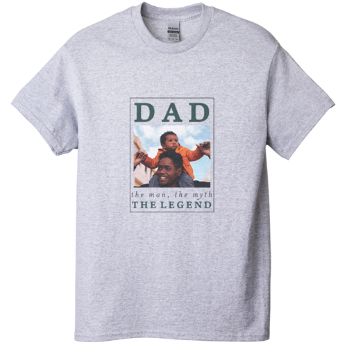 The Dad Legend T-shirt, Adult (M), Gray, Customizable front & back, Gray