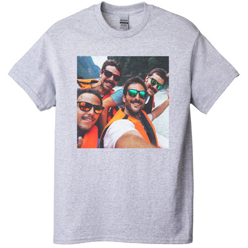 Photo Gallery Square T-shirt, Adult (M), Gray, Customizable front, White