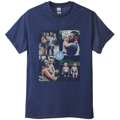 Gallery of Four Monogram T-shirt, Adult (M), Navy, Customizable front & back, Blue, celeste