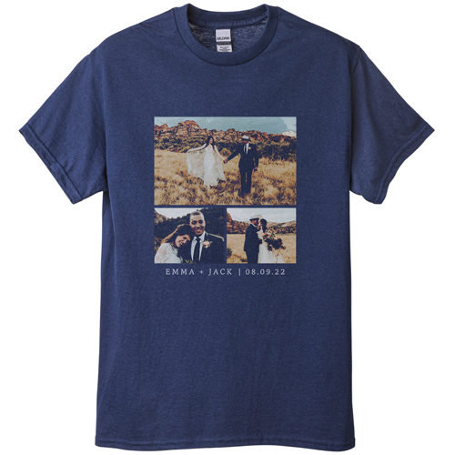 Gallery of Three T-shirt, Adult (M), Navy, Customizable front & back, White, white