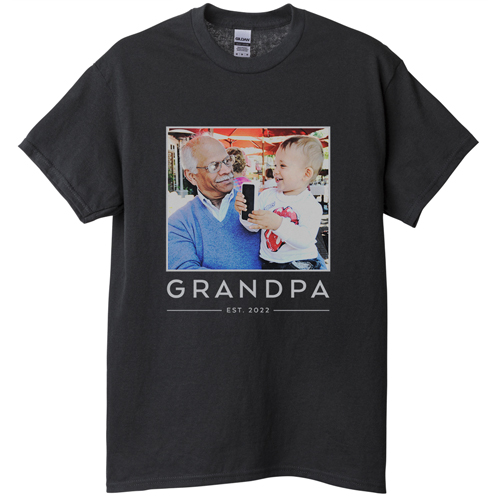 Grandpa Est T-shirt, Adult (L), Black, Customizable front, Green