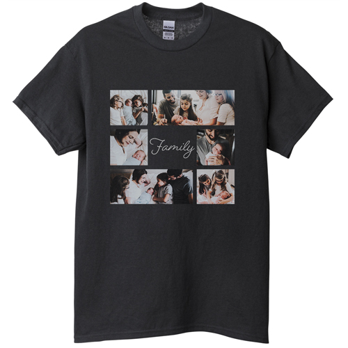 Gallery of Six Memories T-shirt, Adult (L), Black, Customizable front, White, white